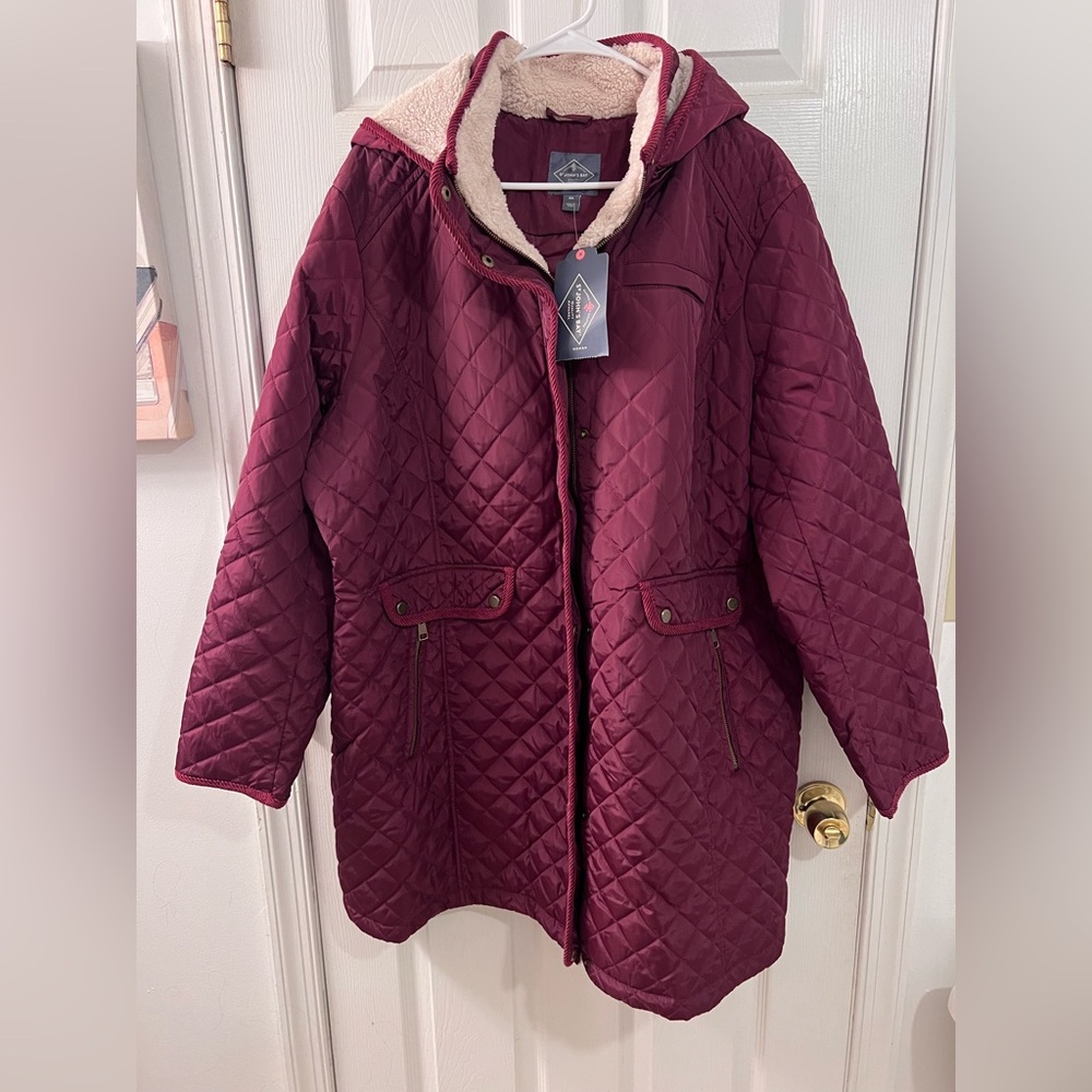 St. John's Bay Maroon Quilted Puffer Coat